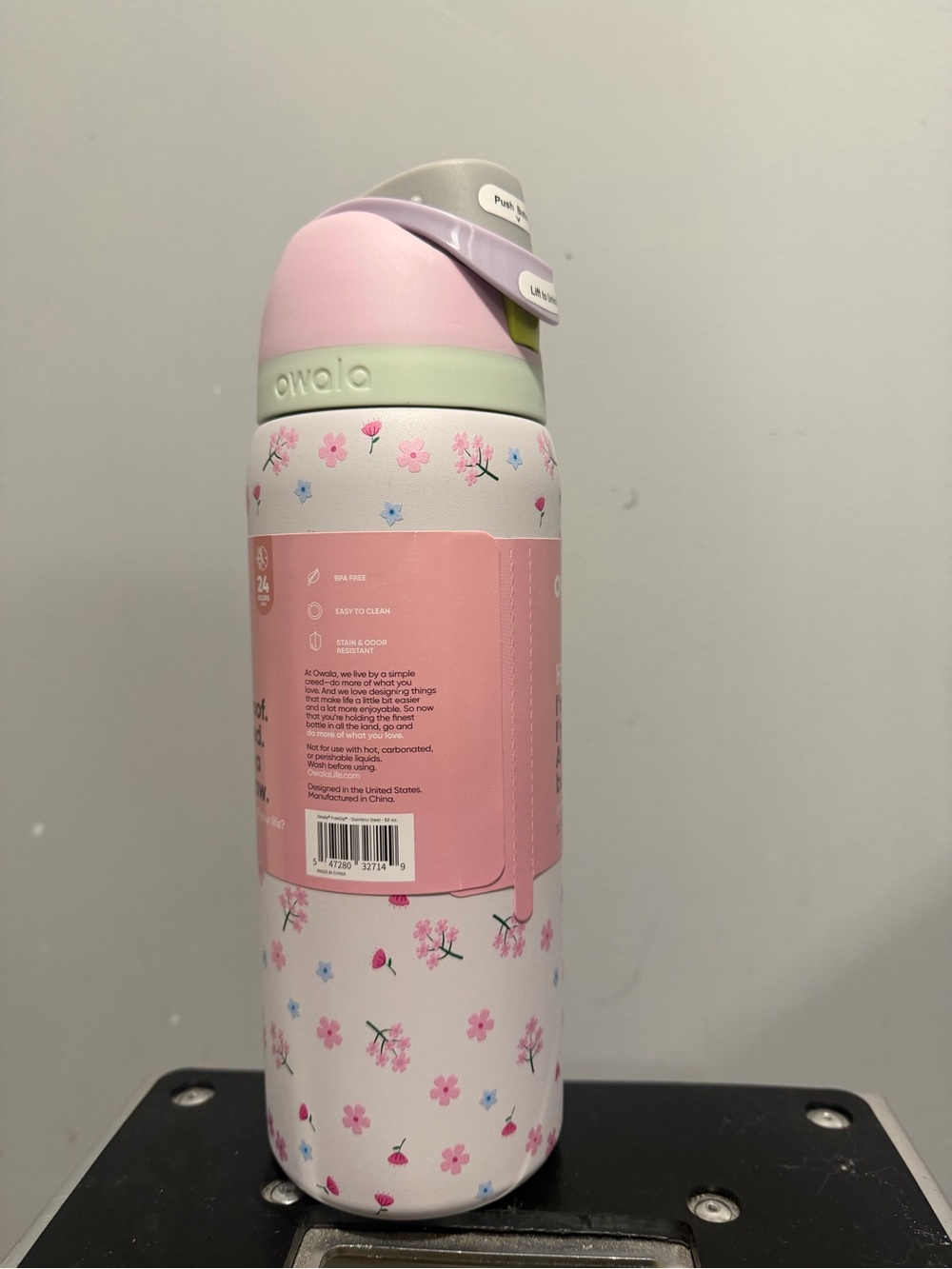 Owala Pink Floral Stainless Steel Water Bottle